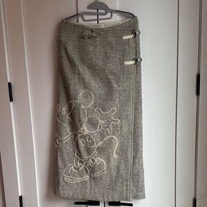 JC de Castelbajac Gray Mickey Mouse Wrap Skirt - 44